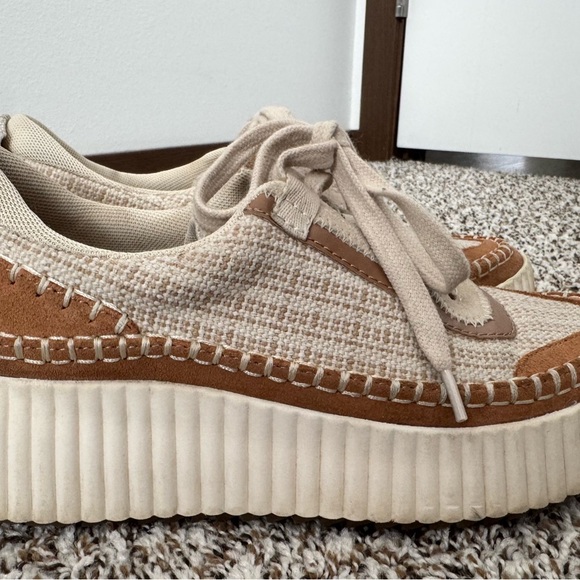 Dolce Vita Platform Sneakers Size 7.5 Beige Canvas Tan Suede Casual shoes - Picture 6 of 10